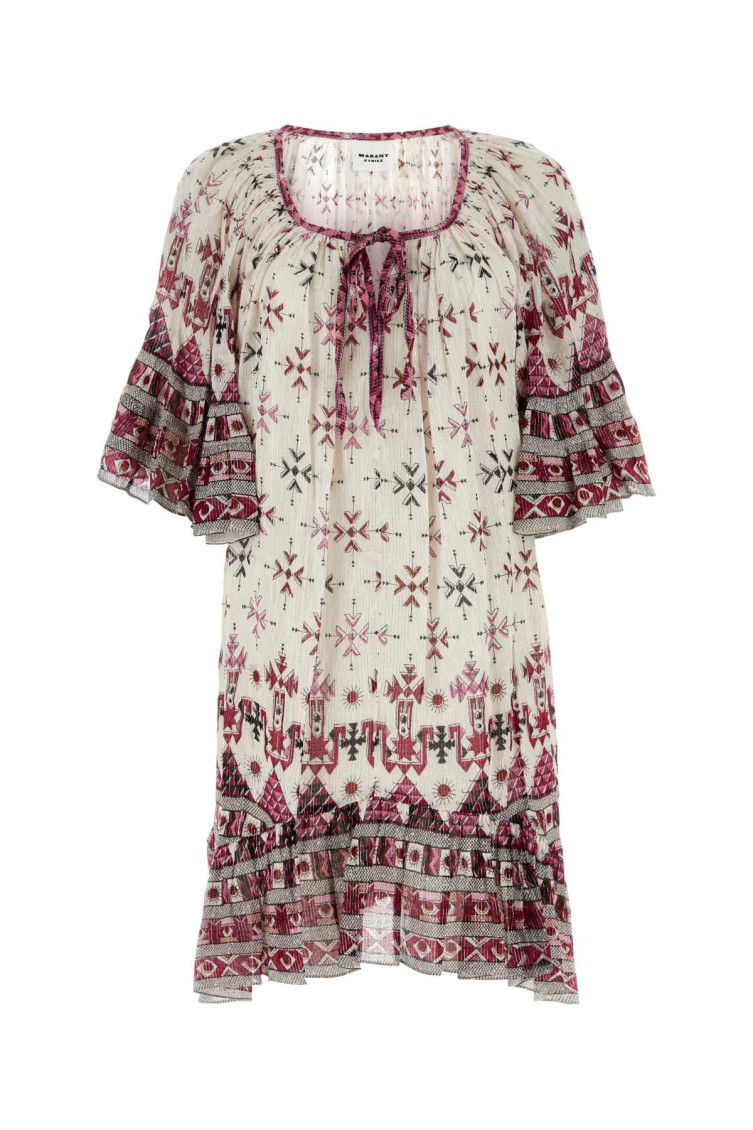 ISABEL MARANT EMBROIDERED COTTON LOANE MINI DRESS 