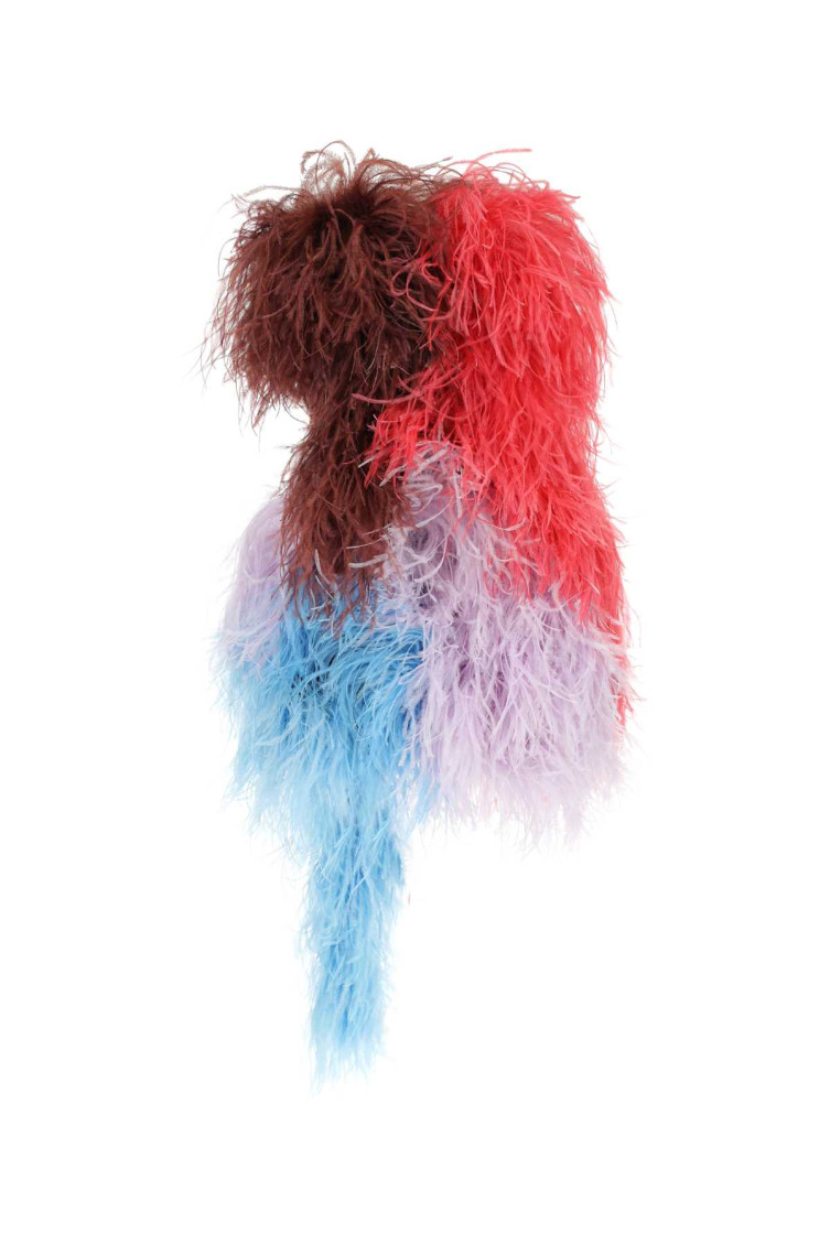 Attico Keri Feathers Mini Dress In Multicolor