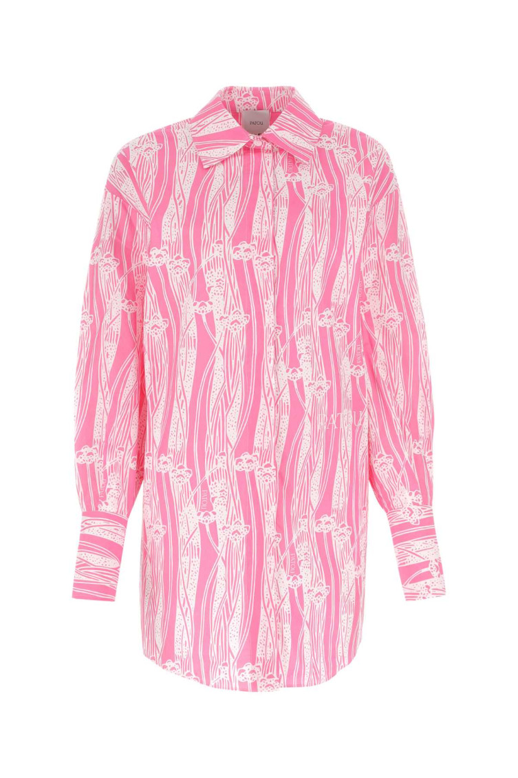 Patou Abstract-print Mini Shirtdress In Pink