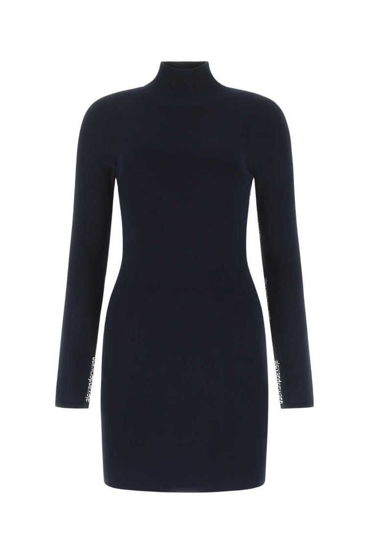 Alexander Wang Midnight Blue Stretch Viscose Blend Mini Dress In Blue