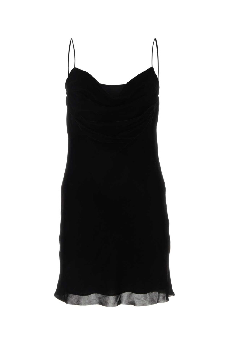 Dion Lee Black Velvet Mini Dress In Black