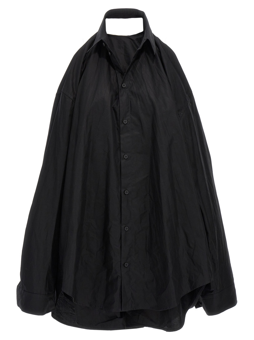 Balenciaga Suspended Cotton Poplin Dress In Black