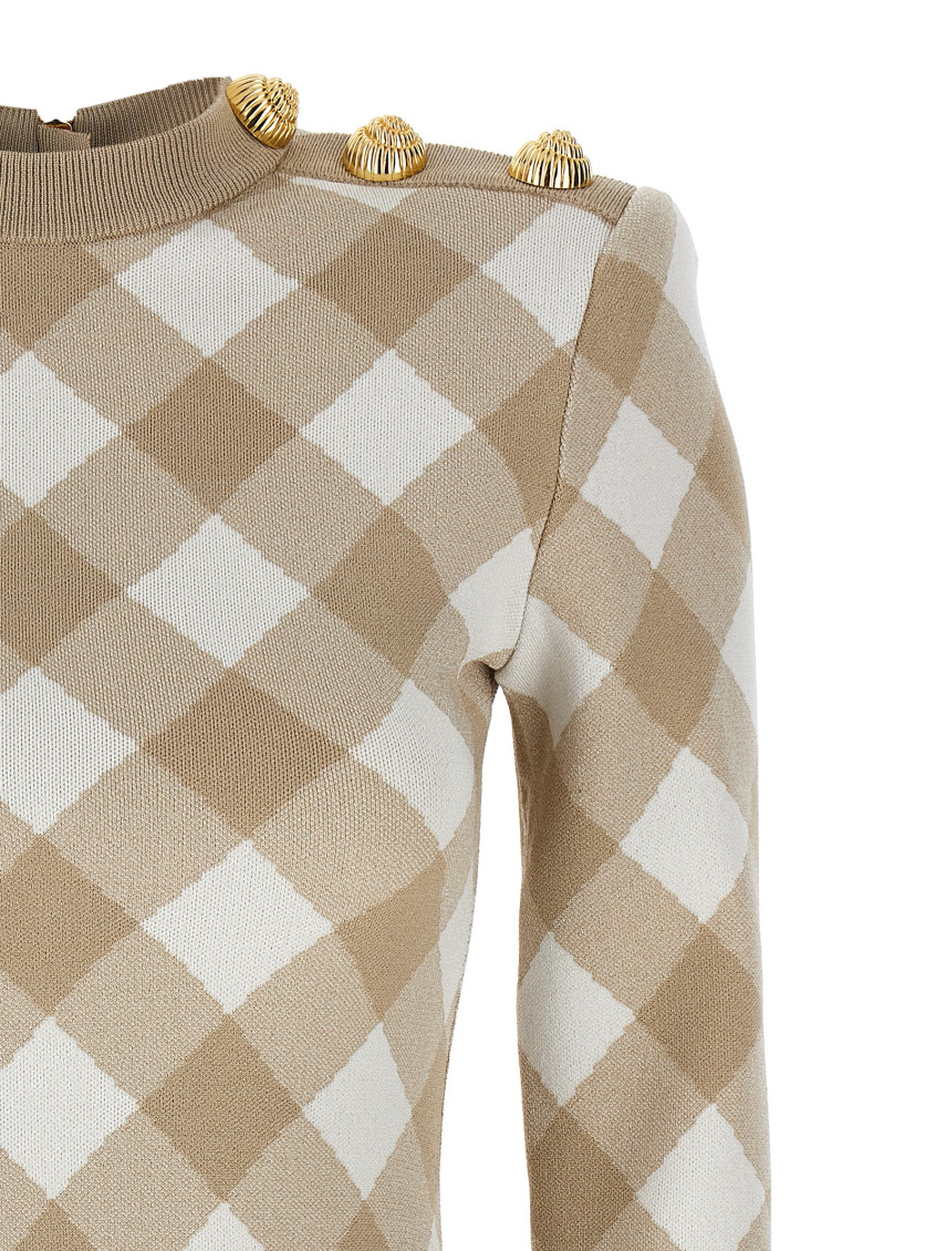 Balmain Beige Vichy dress for Women Online USA at Darveys.com