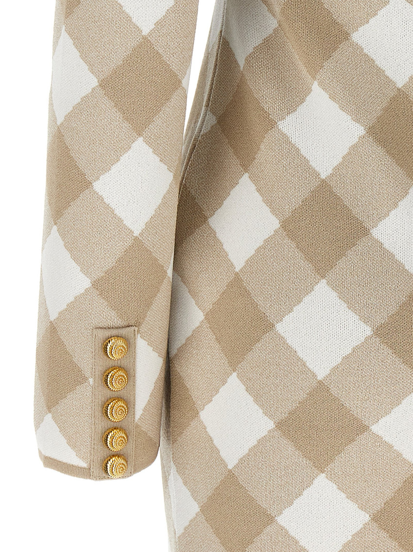 Balmain Beige Vichy dress for Women Online USA at Darveys.com