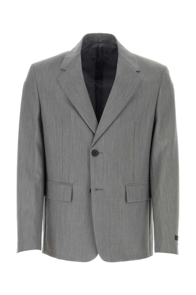 Prada Single-breasted Wool And Mohair Blazer In Dark Grey