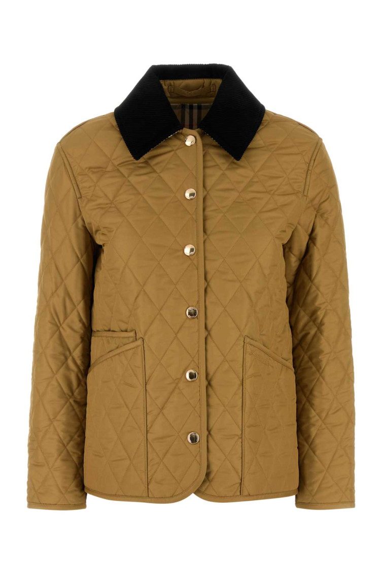 Burberry Corduroy-collar Diamond-quilted Jacket In Brown
