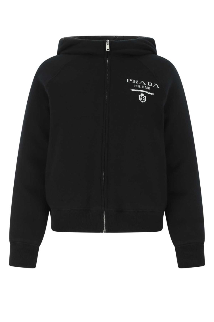 Prada Black Cashmere Blend Down Jacket In Black