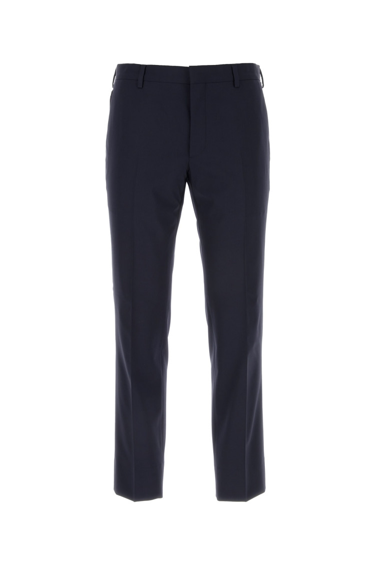 Prada Wool Stretch Pant With Pockets And Loops In Dark Blue