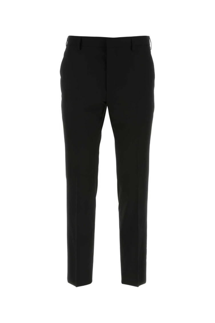 Shop Prada Black Stretch Wool Pant