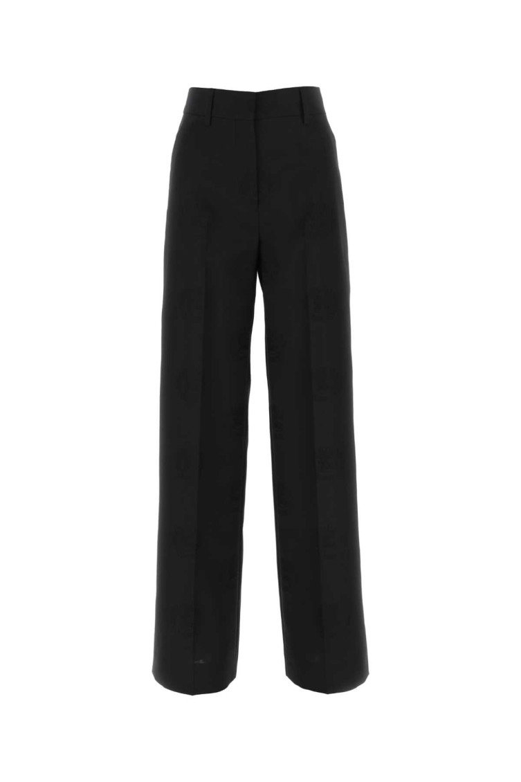 Burberry Woman Black Wool Blend Wide-leg Pant In Black