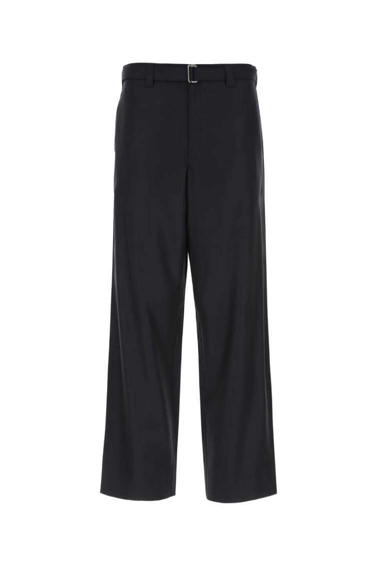 Prada Midnight Wool Wide-leg Pant In Dark Blue
