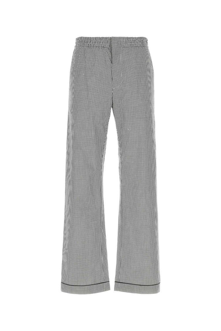 Prada Patterned Poplin Wide-leg Pants In Blackwhite