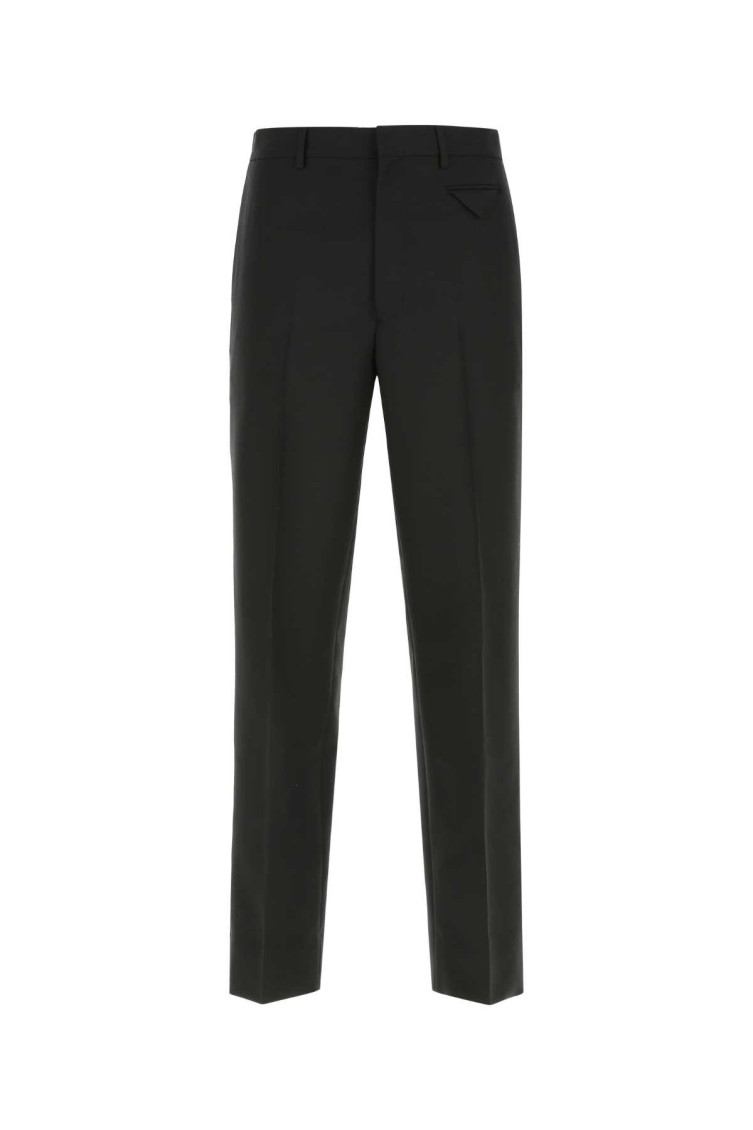 Prada Cotton-blend Slim-fit Trousers In Black
