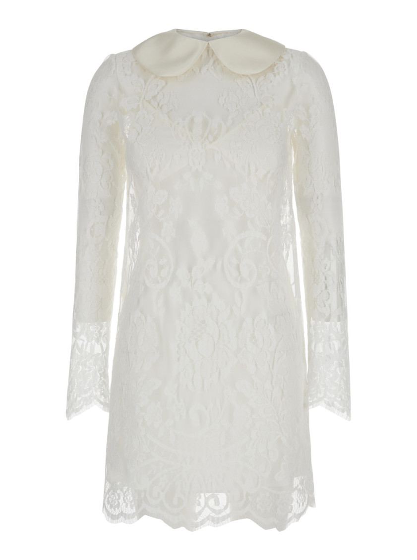 Dolce & Gabbana Women White Minidress In Chantilly Lace Woman In White