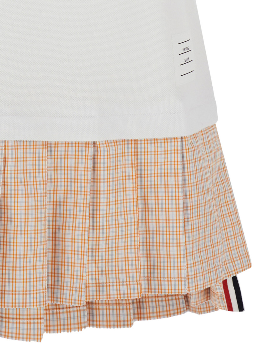 【送料&関税込】Thom Browne Mini White And Orange Polo Dress Thom Browne White Mini And Orange Polo Dress In Cotton Woman