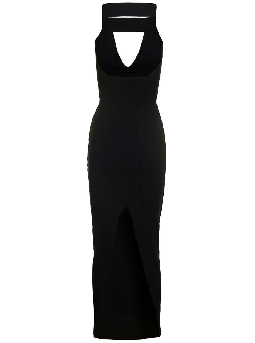 Rick Owens Black Maxi Dress With Cut-Out In Viscose Blend