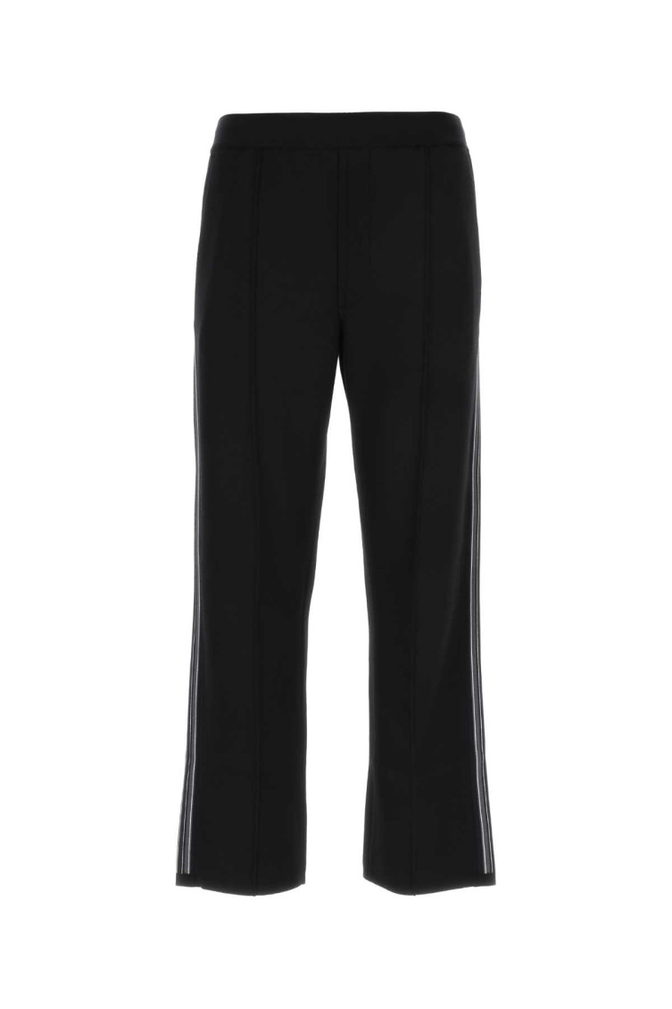 Prada Embroidered Wool Blend Trousers In Black
