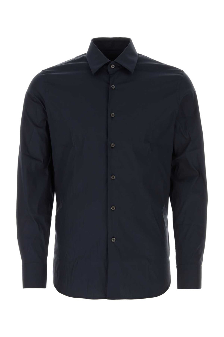 Prada Midnight Stretch Poplin Shirt In Dark Blue