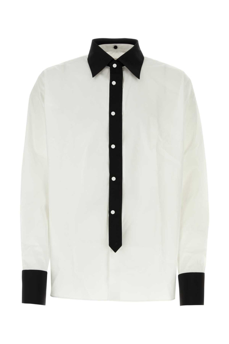 Prada White Poplin Oversize Shirt In White