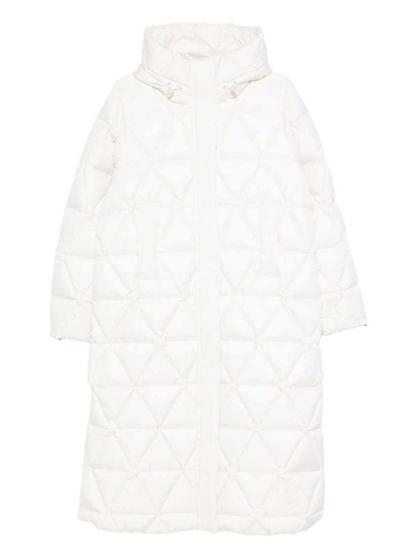 K-way Quilted White Parka With Relaxed Fit In White