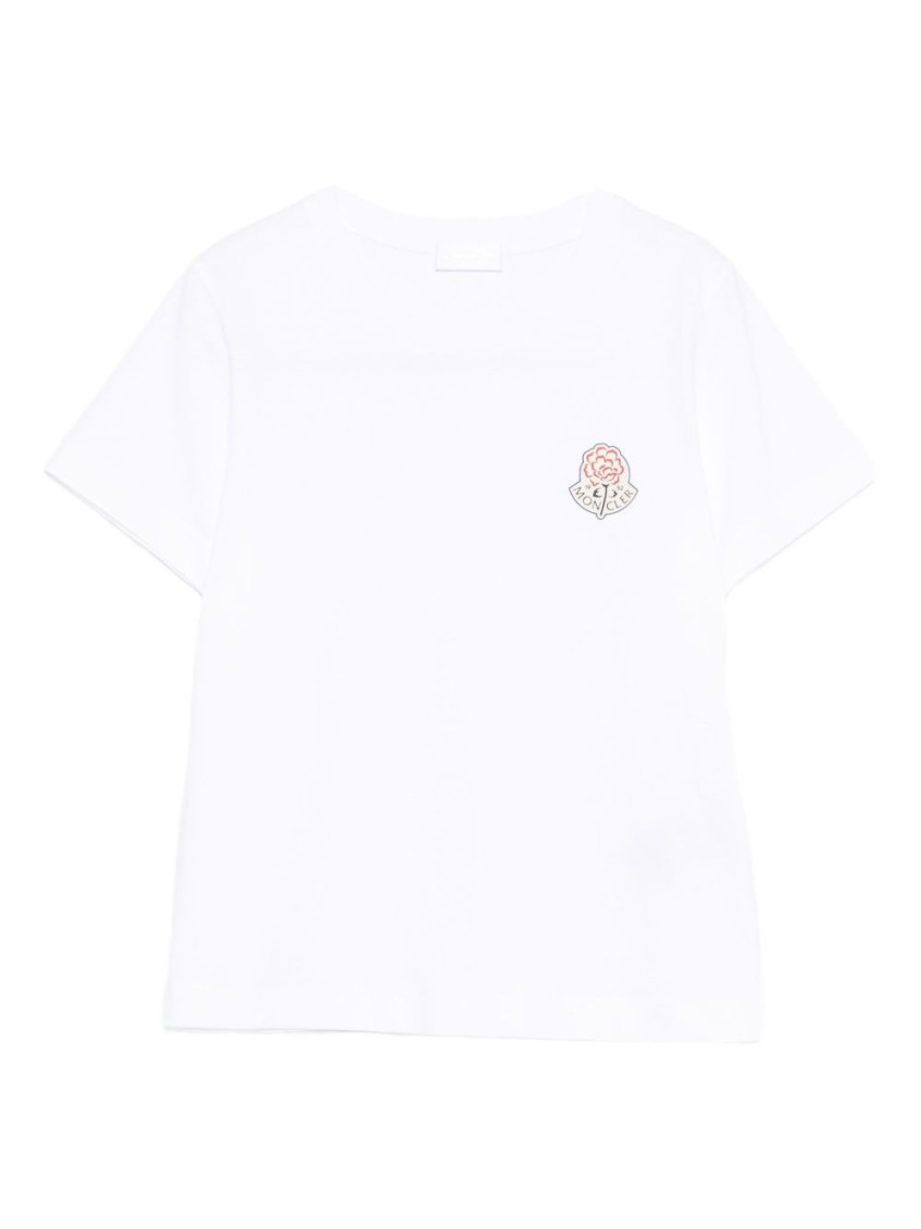 Moncler White Cotton Logo T-shirt In White