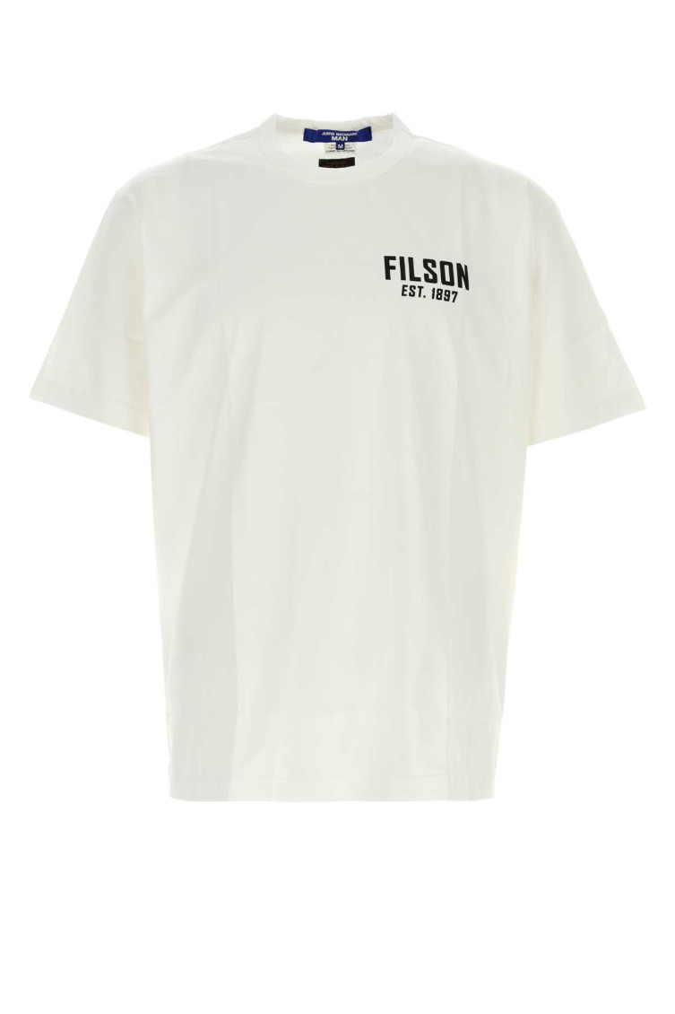 Junya Watanabe White Black Cotton T-shirt In White