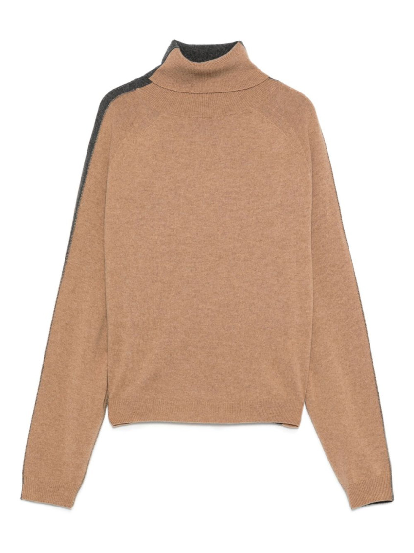 Semicouture Brown High-neck Sweater In Brown