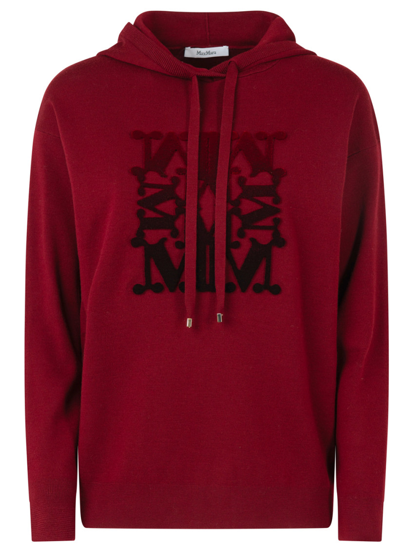 Max Mara Red Embroidery Logo Hoodie In Red