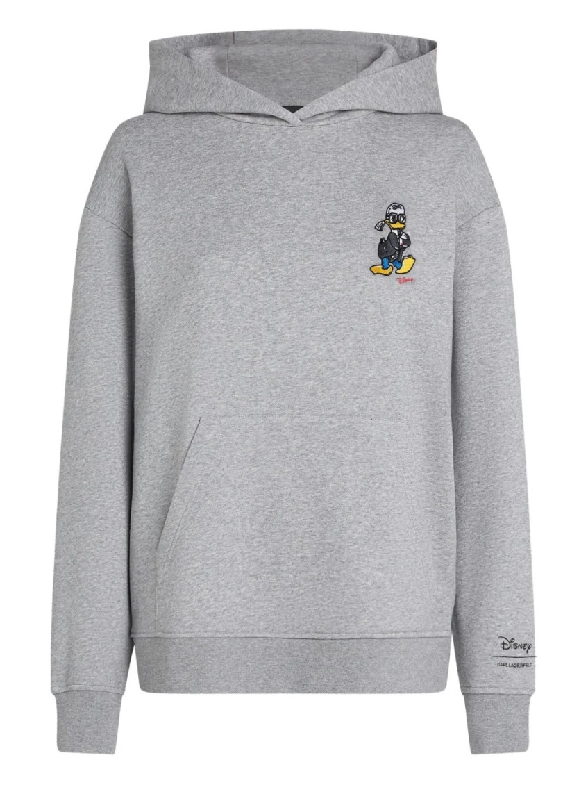 Karl Lagerfeld Grey Logo Print Hoodie In Gray