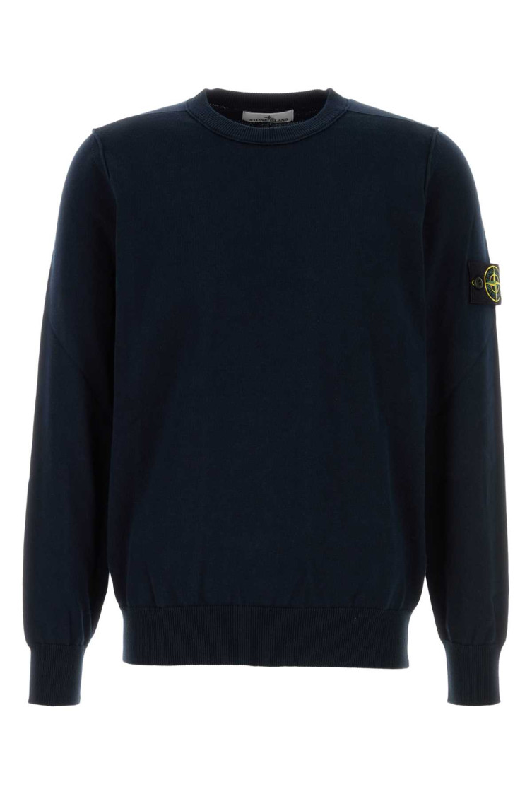 Shop Stone Island Dark Blue Compass-badge Cotton Sweatshirt