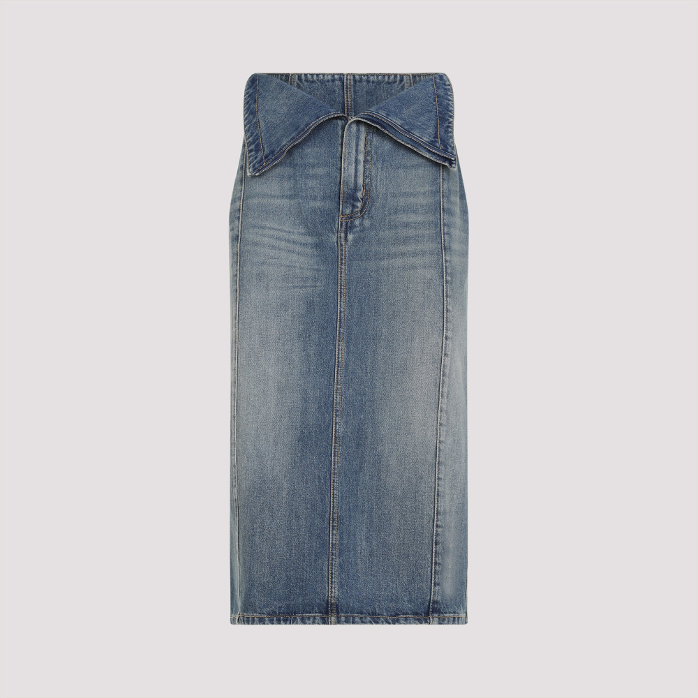 Shop Alexander Mcqueen Denim Fold Over Waist Skirt