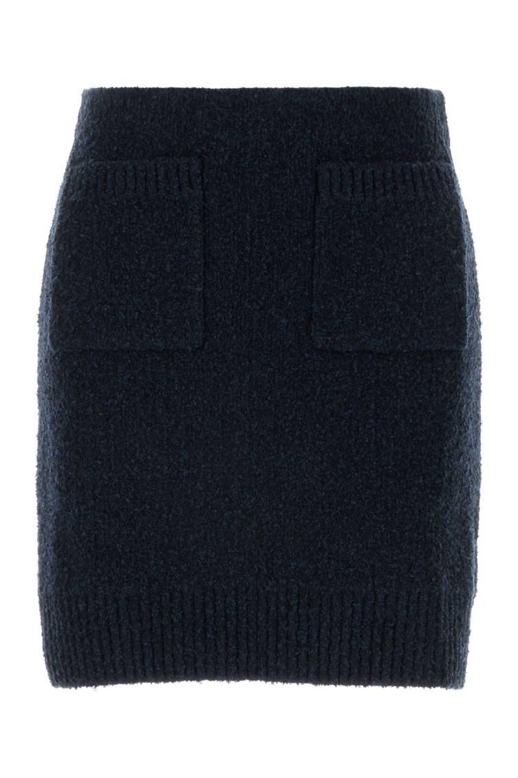 Bottega Veneta Front-pockets Boucle Mini Skirt In Blue