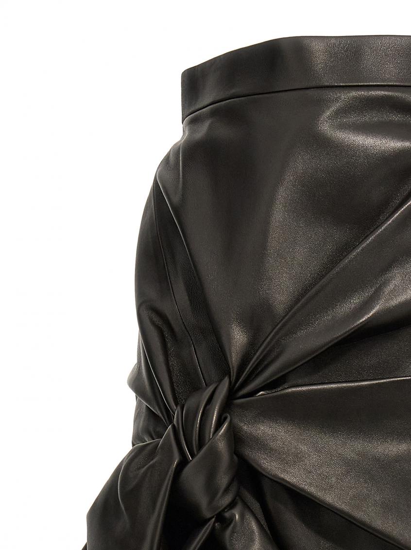 【関税込み】alexander mcqueen Maxi bow leather skirt Alexander Mcqueen Black Maxi Bow Leather Skirt for Women