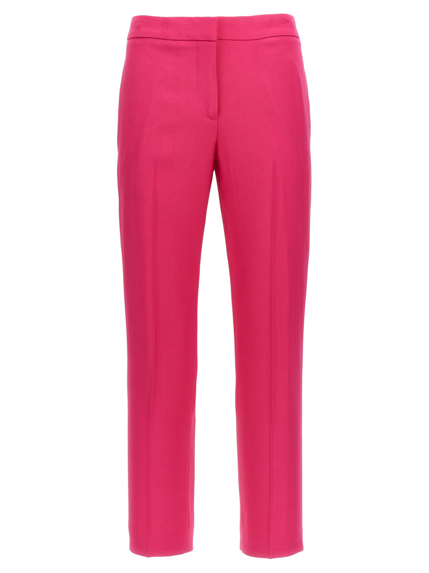 Alexander Mcqueen Fuchsia Cigarette Pants With Welt Pocket In Viscose Blend Woman In Fuchsia