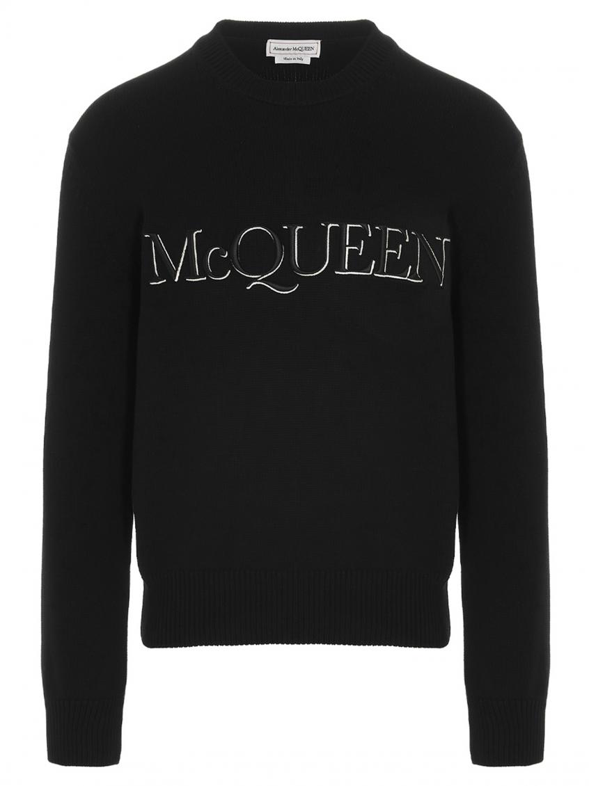 Alexander Mcqueen Wool Knit Sweater In Black