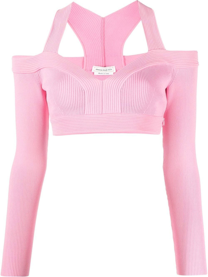 Alexander Mcqueen Cropped Shirt In Pink