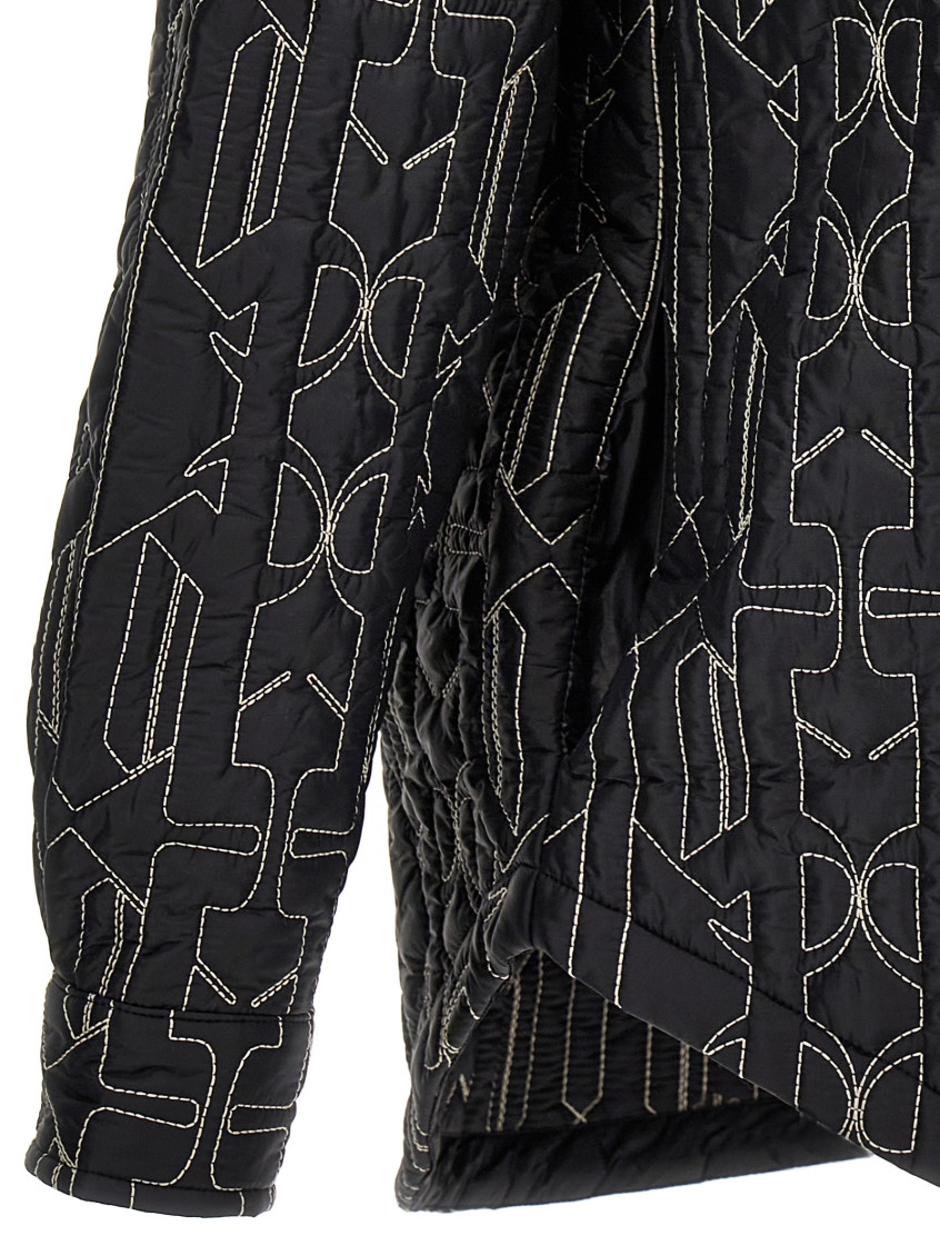 Palm Angels Grey All Monogram Quilted Dover Jacket for Men