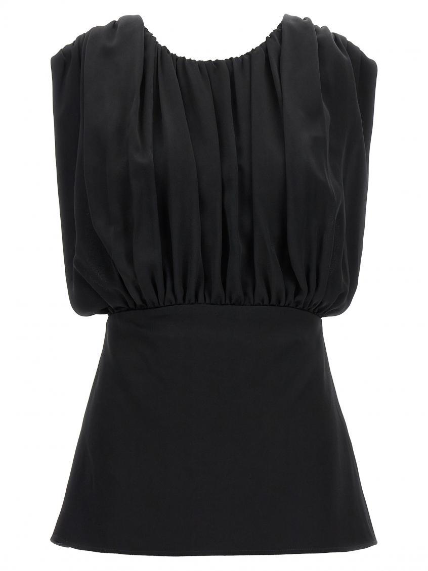 Jil Sander Acetate Blend Top Puffed Sleeves In Black
