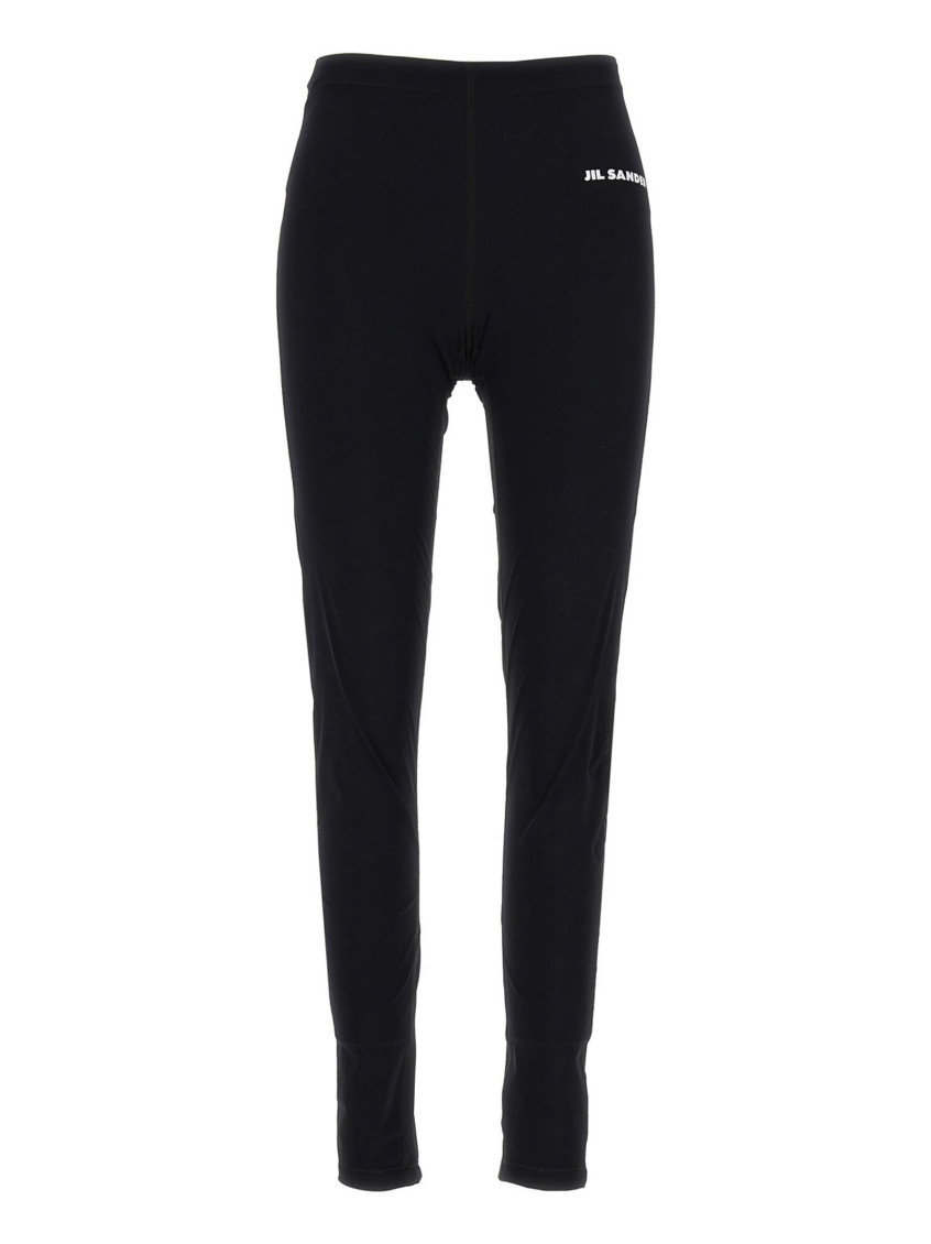 Shop Jil Sander Black Logo Print Leggings