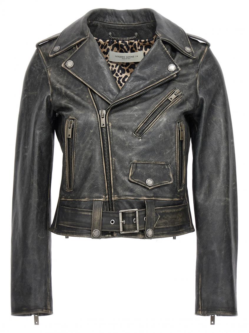Golden Goose Destiny Slim Leather Jacket In Black