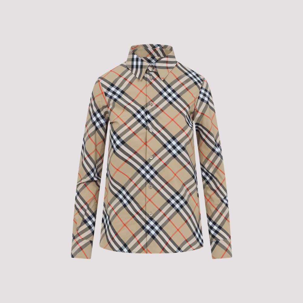 Shop Burberry Sand Check Shirt In Beige