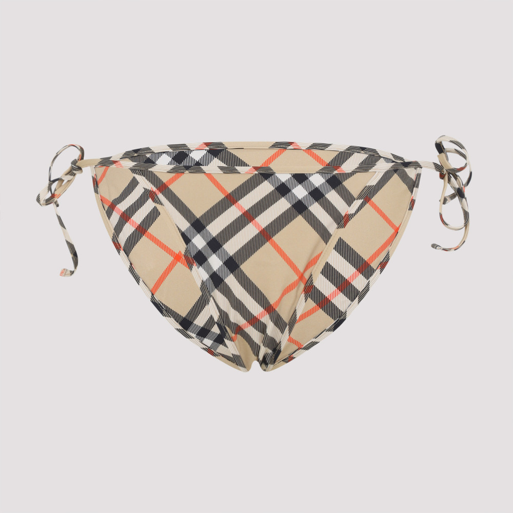 Shop Burberry Beige Check Bikini Bottoms