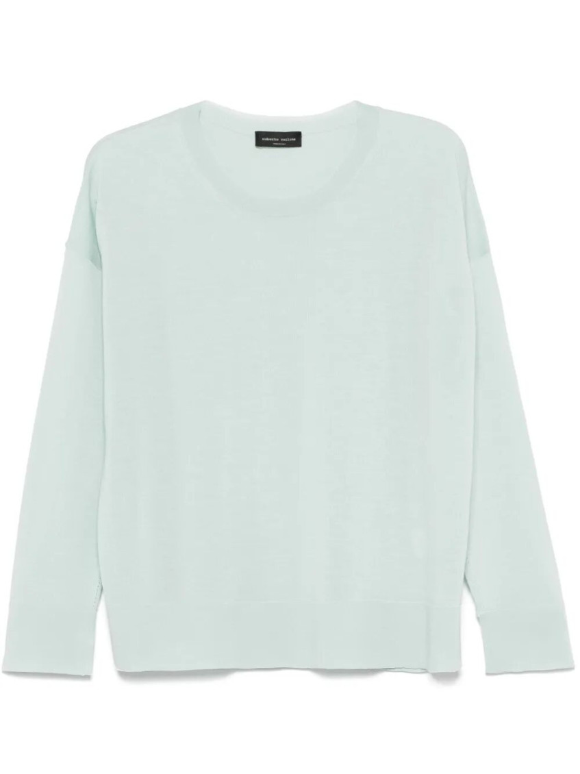 Roberto Collina Loose Fit Merino Wool Crewneck Jumper In Green