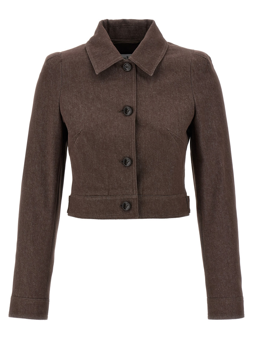 Max Mara Belted Jacket With Buttoned Cuffs And Epaulettes In Brown