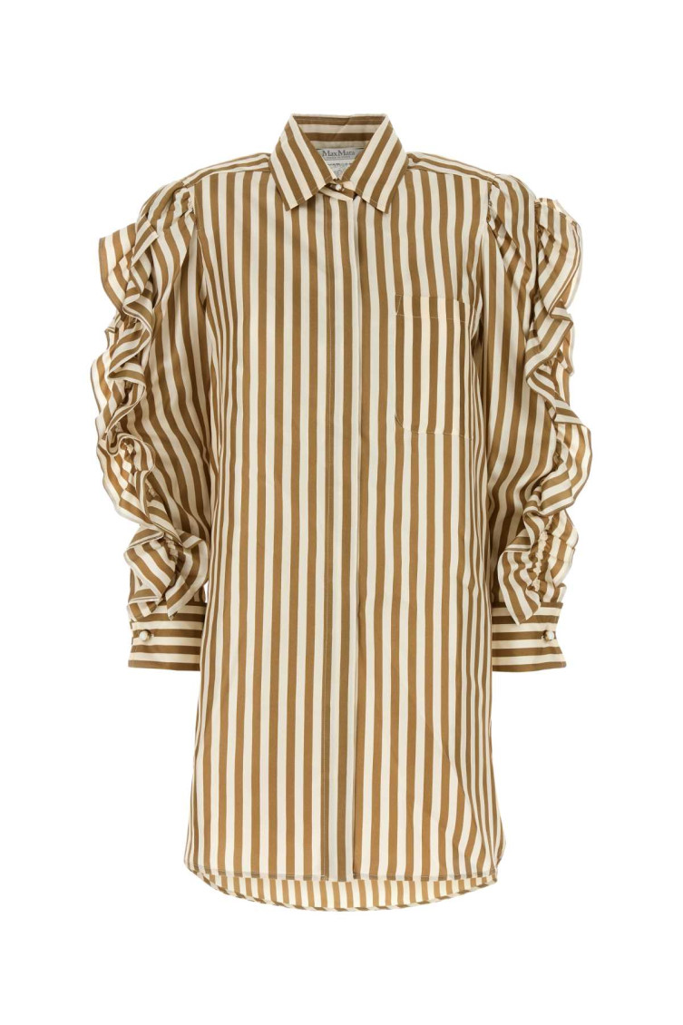 Max Mara Multicolor Printed Silk Manna Shirt Dress In Multicolor