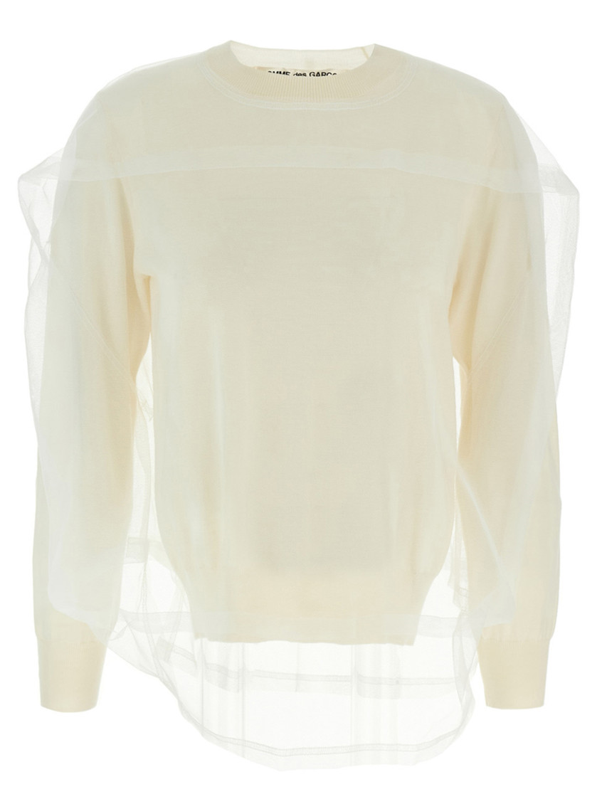 Shop Comme Des Garçons White Tulle Sweater