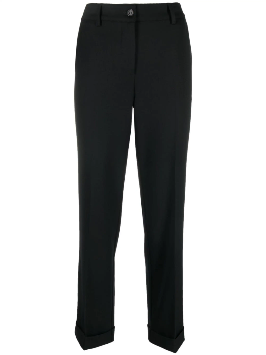 P.a.r.o.s.h Black Mid-rise Tailored Straight Trousers In Black