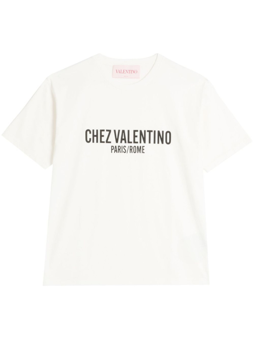Valentino Cotton Crew Neck T-shirt With Graphic Print