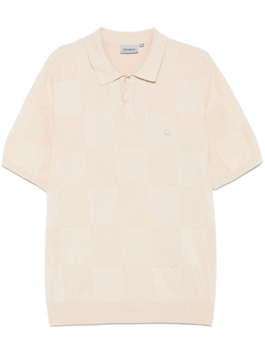 Carhartt Short Sleeve Checker Polo Fleur De Sel In Neutral