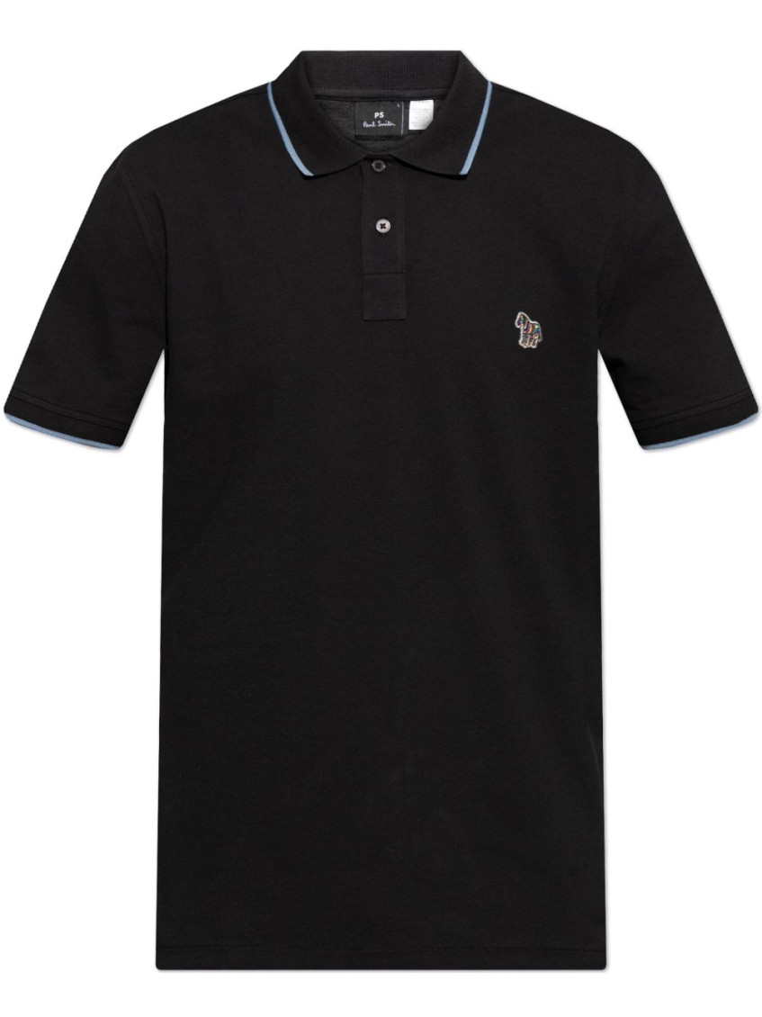 Ps By Paul Smith Black Printed Logo Polo